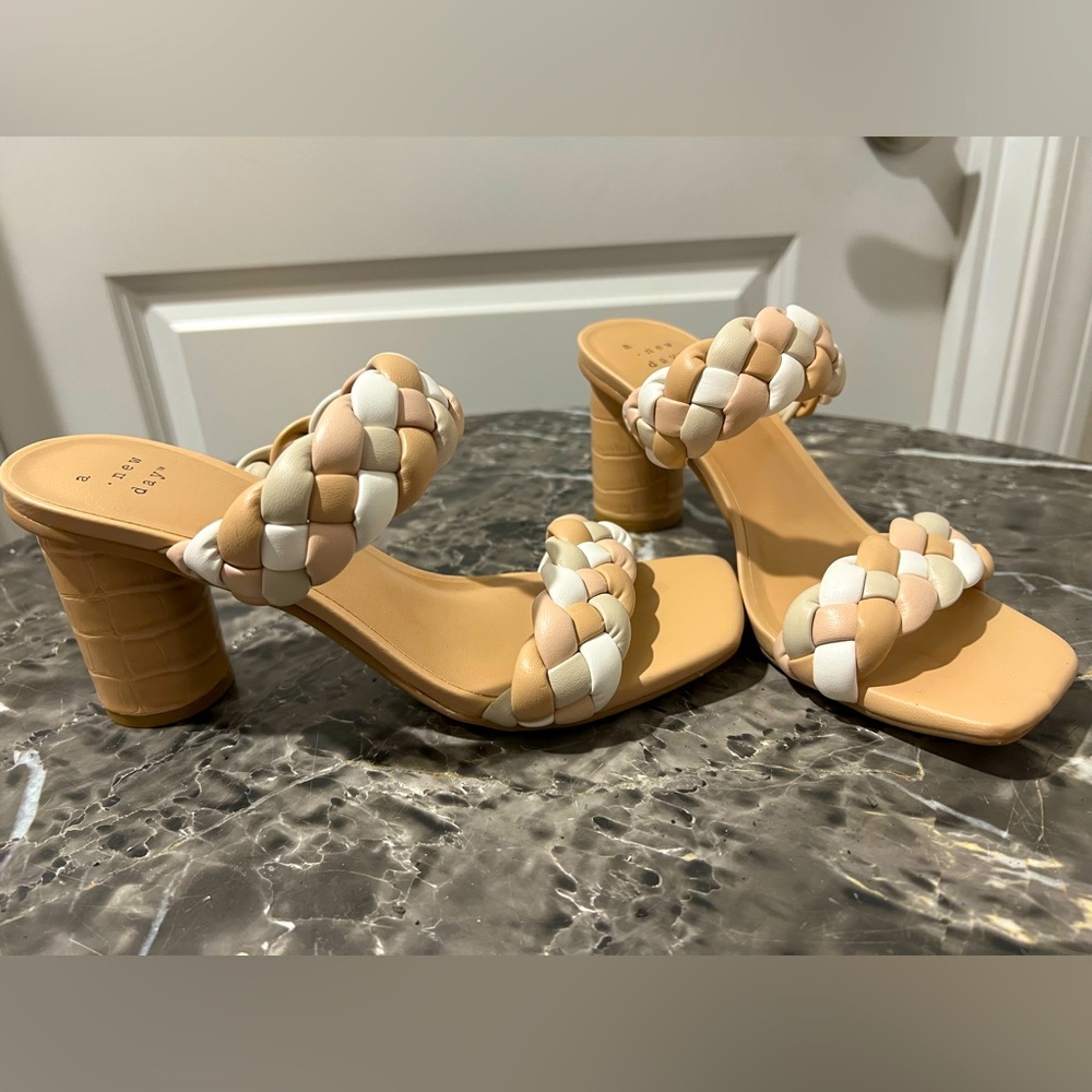 Women’s Basil Mule Heels Size 6 chunky braided “a new day” brand from target.